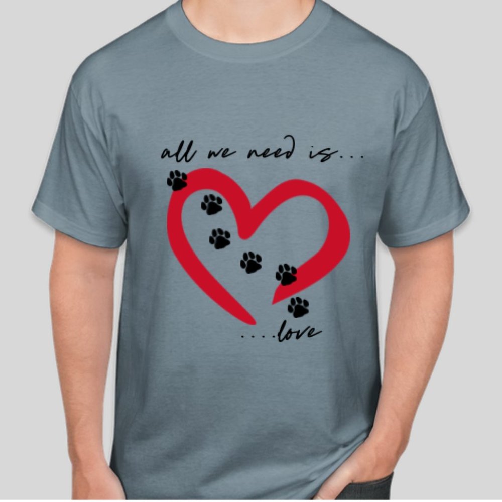 NWT - All We Need is Love! Dog Paw Print T-Shirts